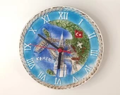 Saat Tabak Duvar Süsü Masa Saati Dekor Seramik thumbnail 1
