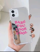 Iphone 14 Pro Max Pembe Yazılı Telefon Kabi thumbnail 2