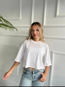Kadın Basic Crop Tshirt thumbnail 3