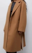 Pull & Bear Kemerli Kaşe Uzun Kaban thumbnail 2