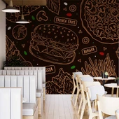 Hamburger Temalı Cafe Duvar Kağıdı Baskı thumbnail 2
