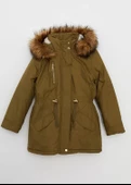 LCW Kids Haki Kapüşonlu Basic Kız Çocuk Parka thumbnail 1