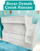 Beyaz Oymalı Çocuk Ranzası thumbnail 2