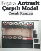 Beyaz Antrasit Çarpılı Model Çocuk Ranzası thumbnail 1