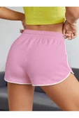 Kadın Pembe Çilek Baskılı Biye Detayli Mini Şort thumbnail 2