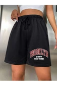 Kadın Siyah Brooklyn 1898 Baskılı Şort thumbnail 4