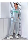 Kadın Happiness Baskılı Oversize Kapüşonlu Takım thumbnail 6