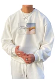 Erkek El Baskı Bisiklet Yaka Sweatshirt thumbnail 4