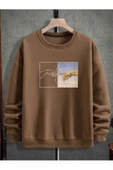 Erkek El Baskı Bisiklet Yaka Sweatshirt thumbnail 10