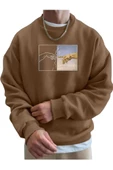 Erkek El Baskı Bisiklet Yaka Sweatshirt thumbnail 2