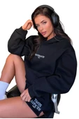 Kadın Thatssofetch Baskılı Oversize Kapşonlu Sweatshirt thumbnail 2