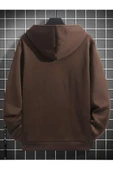 Erkek Geyik Baskı Kapüşonlu Sweatshirt thumbnail 5