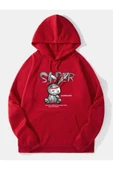 Tavşan Baskılı Oversize Kapüşonlu Sweatshirt thumbnail 4