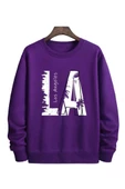 Erkek La Baskı Bisiklet Yaka Sweatshirt thumbnail 2