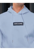 Erkek Awesome Baskılı Oversize Kapşonlu Sweatshirt thumbnail 5