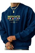 Erkek Monaco Baskılı Oversize Kapşonlu Sweatshirt thumbnail 2
