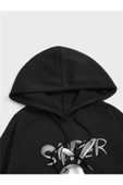 Tavşan Baskılı Oversize Kapüşonlu Sweatshirt thumbnail 8