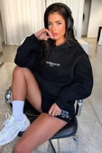 Kadın Thatssofetch Baskılı Oversize Kapşonlu Sweatshirt thumbnail 7
