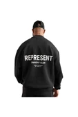 Erkek Represent Baskılı Oversize Bisiklet Yaka Sweatshirt thumbnail 1
