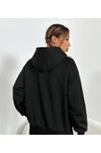 Kadın Siyah Empathy Baskı Kapüşonlu Sweatshirt thumbnail 4