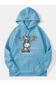 Tavşan Baskılı Oversize Kapüşonlu Sweatshirt thumbnail 1