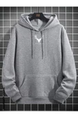 Erkek Geyik Baskı Kapüşonlu Sweatshirt thumbnail 9