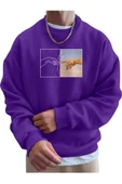Erkek El Baskı Bisiklet Yaka Sweatshirt thumbnail 3