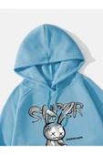 Tavşan Baskılı Oversize Kapüşonlu Sweatshirt thumbnail 2