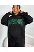 Kadın Siyah Empathy Baskı Kapüşonlu Sweatshirt thumbnail 2