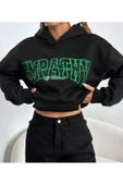 Kadın Siyah Empathy Baskı Kapüşonlu Sweatshirt thumbnail 3