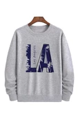 Erkek La Baskı Bisiklet Yaka Sweatshirt thumbnail 1