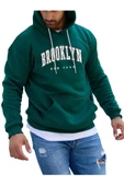 Erkek Brooklyn Baskılı Oversize Kapşonlu Sweatshirt thumbnail 2