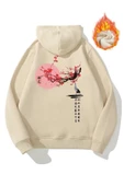 Japon Ağacı Baskılı Oversize Kapşonlu Sweatshirt thumbnail 1