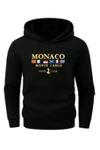 Erkek Monaco Baskılı Oversize Kapşonlu Sweatshirt thumbnail 4