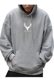 Erkek Geyik Baskı Kapüşonlu Sweatshirt thumbnail 1