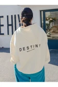 Unisex Destiny Baskılı Oversize Kapşonlu Sweatshirt thumbnail 5
