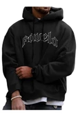 Unisex Favela Baskılı Kapşonlu Oversize Sweatshirt thumbnail 3