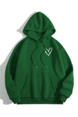 Unisex Kalp Baskılı Oversize Kapüşonlu Sweatshirt thumbnail 5