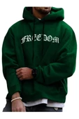 Unisex Freedom Baskılı Oversize Kapüşonlu Sweatshirt thumbnail 4