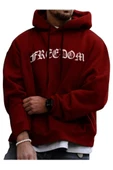 Unisex Freedom Baskılı Oversize Kapüşonlu Sweatshirt thumbnail 1
