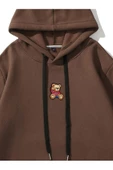 Unisex Ayıcık Baskılı Oversize Kapşonlu Sweatshirt thumbnail 3
