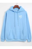 Unisex Kalp Baskılı Oversize Kapüşonlu Sweatshirt thumbnail 4
