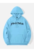 Unisex Freedom Baskılı Oversize Kapüşonlu Sweatshirt thumbnail 5