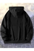 Unisex Siyah Needs Baskılı Kapüşonlu Oversize Sweatshirt thumbnail 5