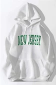 Unisex Newjersey Baskılı Oversize Kapşonlu Sweatshirt thumbnail 1