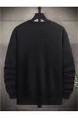 Unisex Çizgi Baskı Bisikletyaka Sweatshirt thumbnail 4