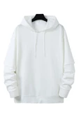 Unisex Beyaz Oversize Kapşonlu Sweatshirt thumbnail 1