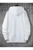 Unisex Beyaz Oversize Kapşonlu Sweatshirt thumbnail 2