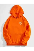 Unisex Kalp Baskılı Oversize Kapüşonlu Sweatshirt thumbnail 3