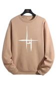 Unisex Çizgi Baskı Bisikletyaka Sweatshirt thumbnail 2